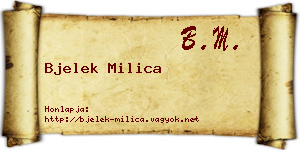 Bjelek Milica névjegykártya